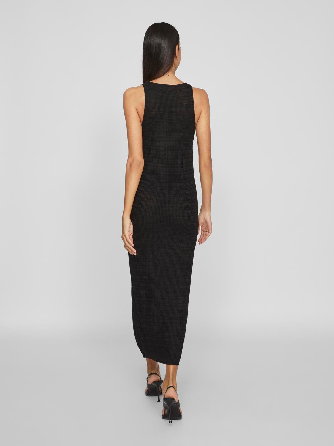 Vimargot Open O-Neck S/L strikkjole - sort